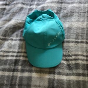 Teal Columbia hat.